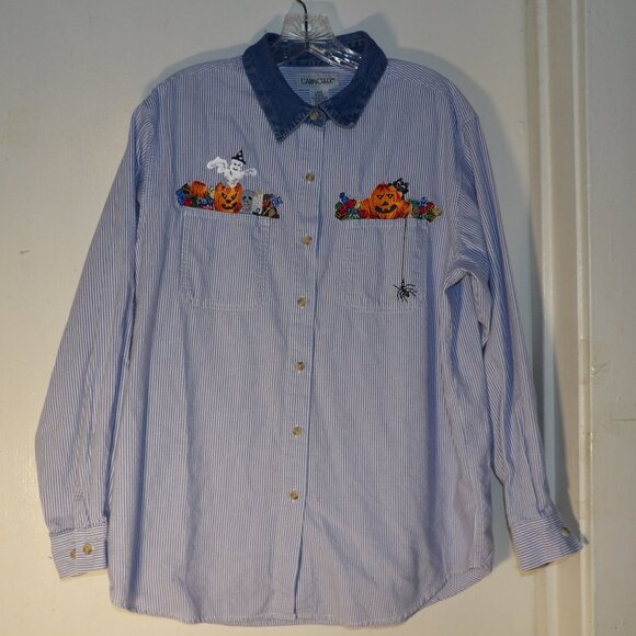 Cabin Creek Tops - Cabin Creek Button Down Halloween Shirt Sz L